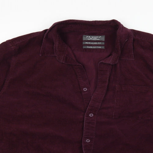 Primark Mens Purple  Corduroy  Button-Up Size 2XL