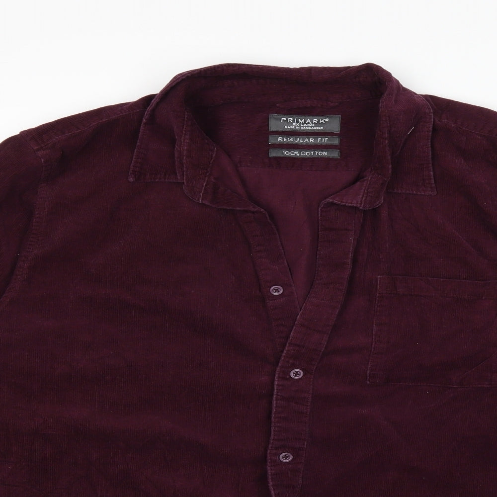 Primark Mens Purple  Corduroy  Button-Up Size 2XL