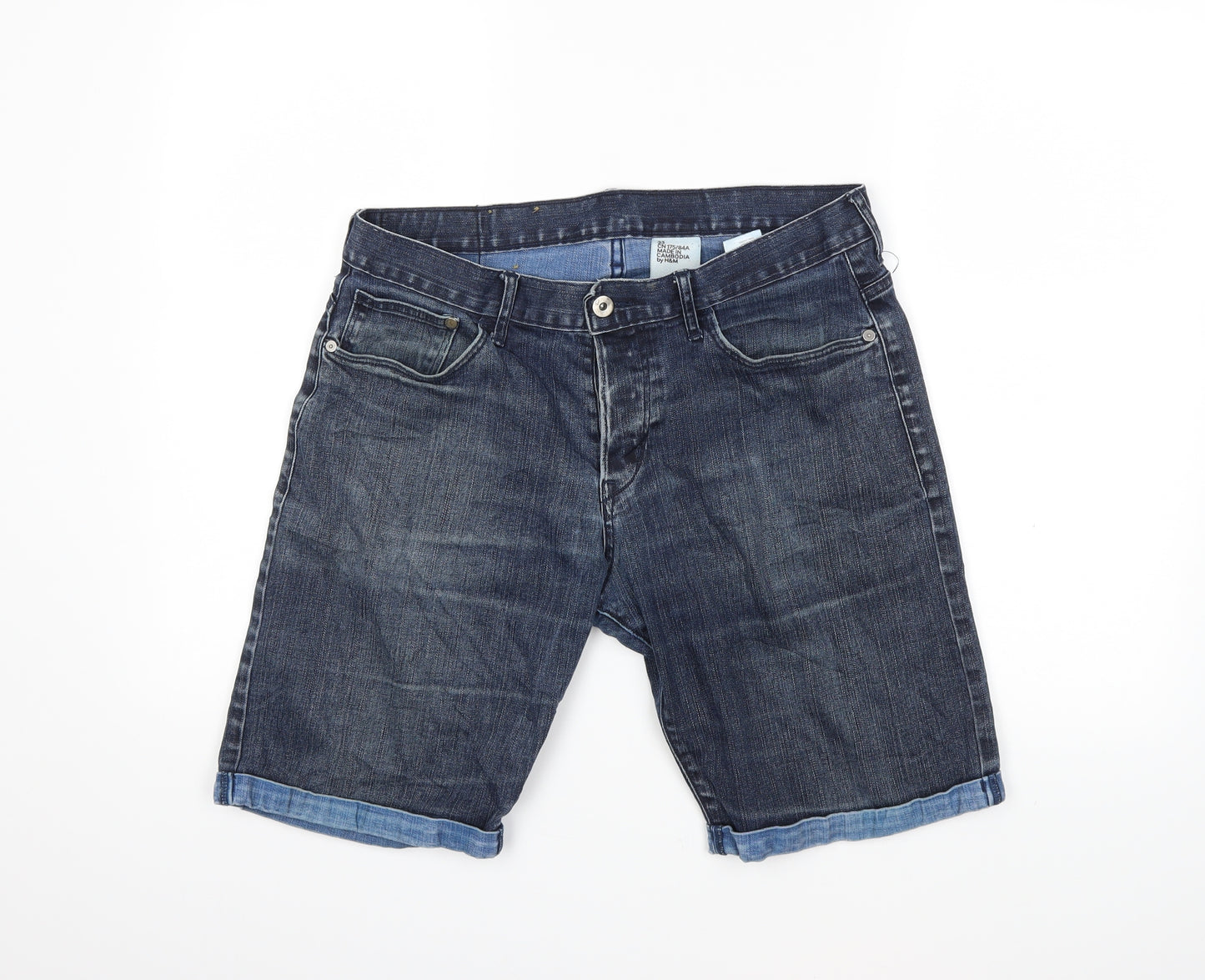 H&M Mens Blue  Denim Cargo Shorts Size 33 in