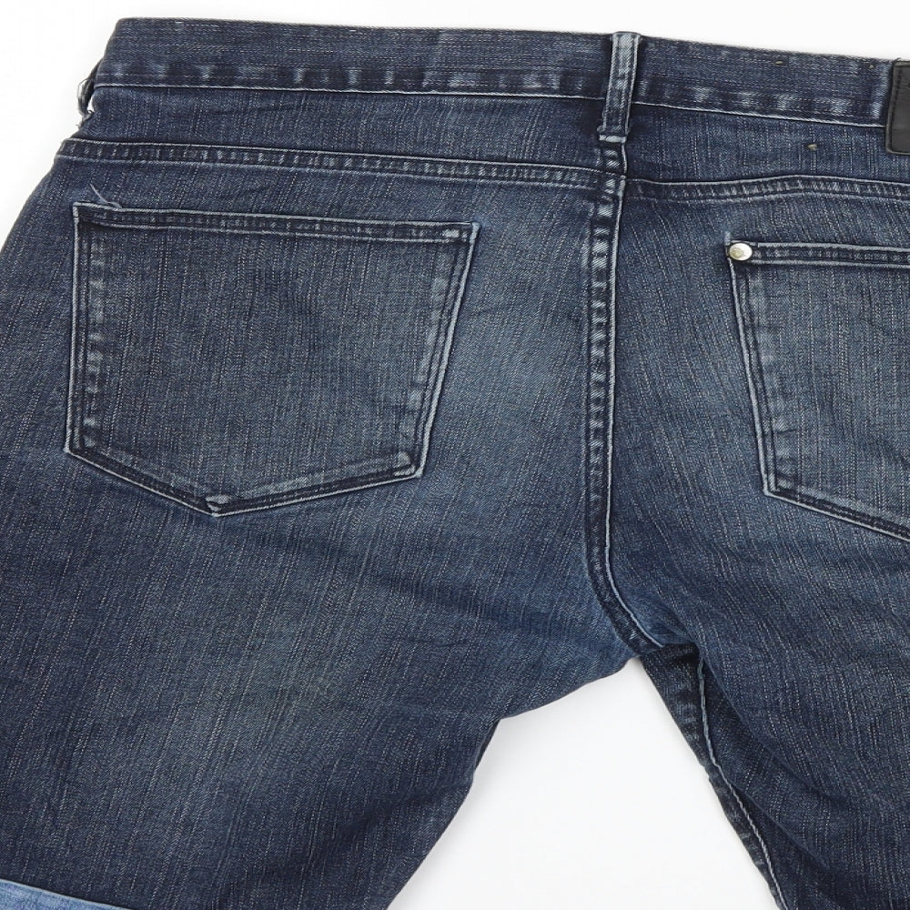 H&M Mens Blue  Denim Cargo Shorts Size 33 in