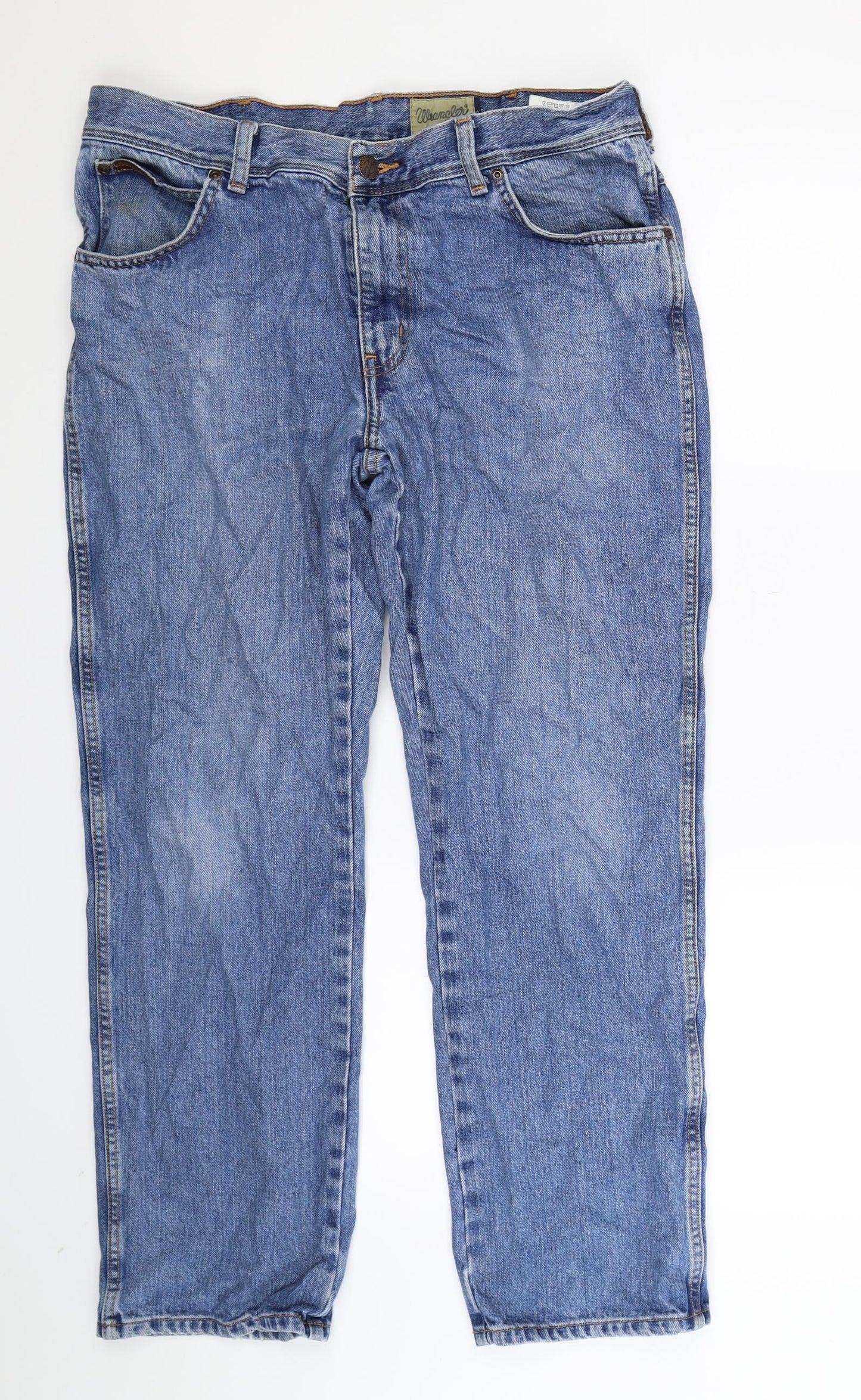Wrangler Mens Blue  Denim Straight Jeans Size 36 L30 in