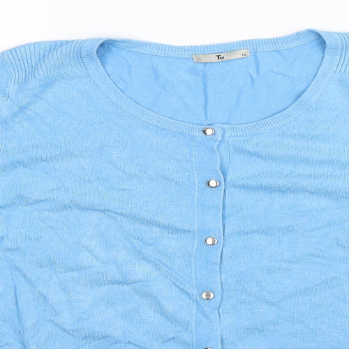 TU Womens Blue  Knit Cardigan Jumper Size 16