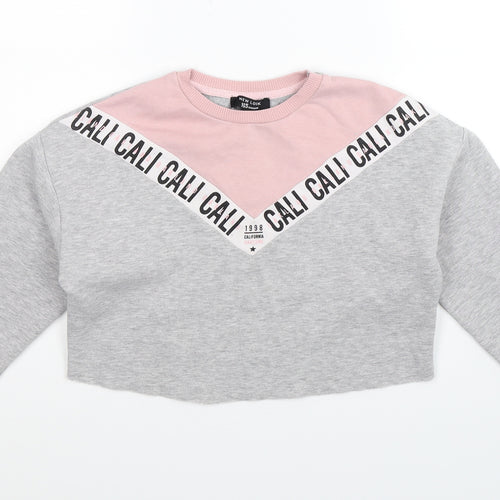 New Look Girls Grey   Pullover Sweatshirt Size 10-11 Years  - Cropped