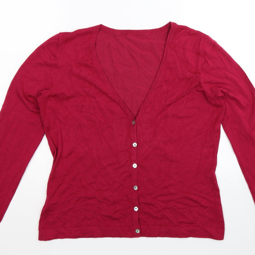 Preworn Womens Pink  Knit Cardigan Jumper Size L