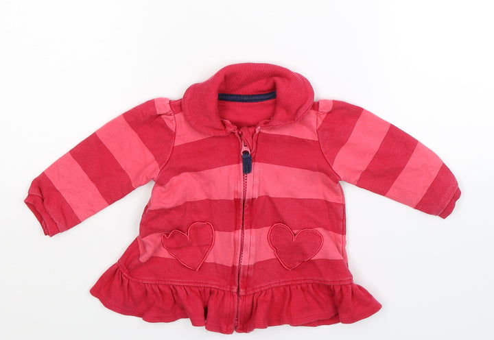 George Girls Pink Striped  Jacket  Size 6-9 Months