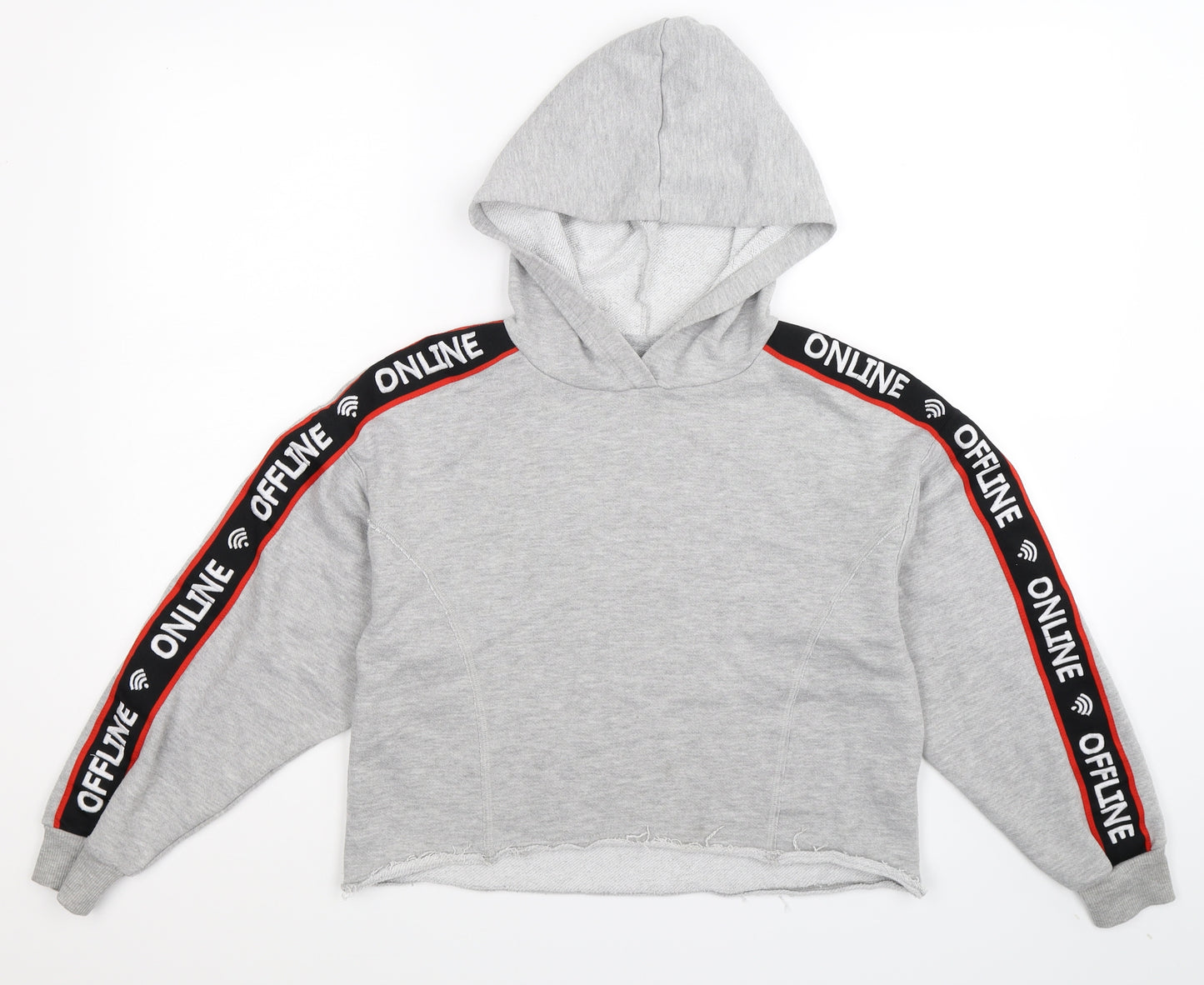 Bershka Womens Grey   Pullover Hoodie Size S  - Cropped