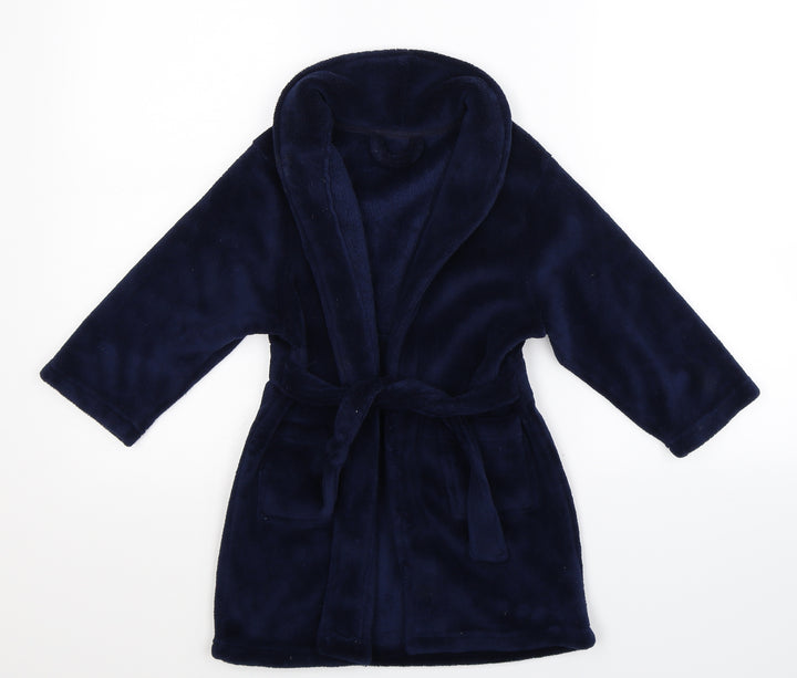 Dunnes Stores Boys Blue Solid Fleece  Robe Size 3-4 Years