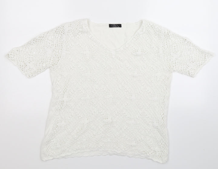 BM Womens White Knit Pullover Jumper Size M