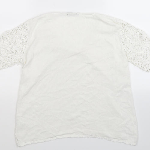 BM Womens White  Knit Pullover Jumper Size M