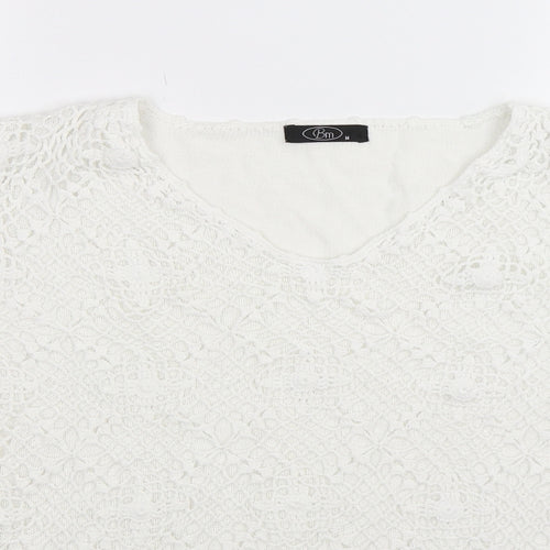BM Womens White  Knit Pullover Jumper Size M
