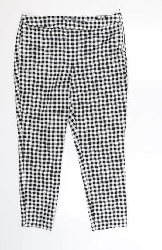 Front view of Denim Co women’s multicoloured check trousers, size UK 14, 26-inch leg