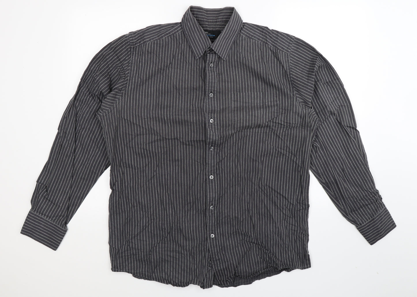 Marks and Spencer Mens Grey Striped   Dress Shirt Size 16.5