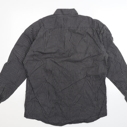 Marks and Spencer Mens Grey Striped   Dress Shirt Size 16.5
