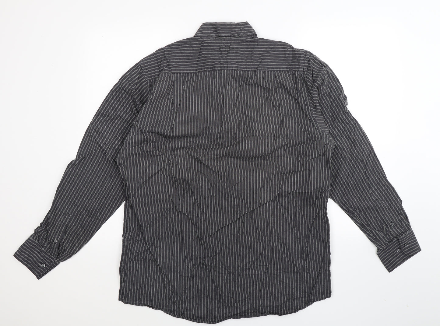 Marks and Spencer Mens Grey Striped   Dress Shirt Size 16.5