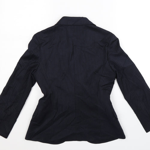Indivia Womens Blue Striped  Jacket Suit Jacket Size 10