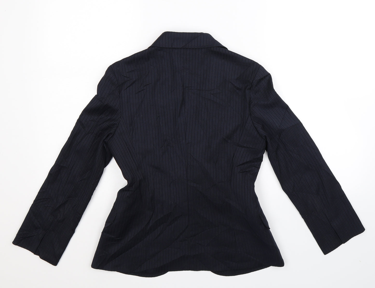 Indivia Womens Blue Striped  Jacket Suit Jacket Size 10