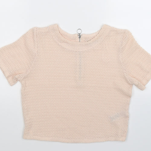 New Look Womens Beige  Knit Basic T-Shirt Size 10