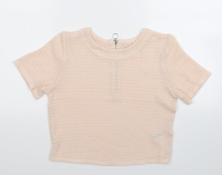 New Look Womens Beige  Knit Basic T-Shirt Size 10