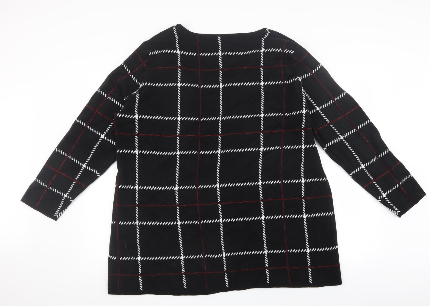 Preworn Womens Black Check  Cardigan Jumper Size 16