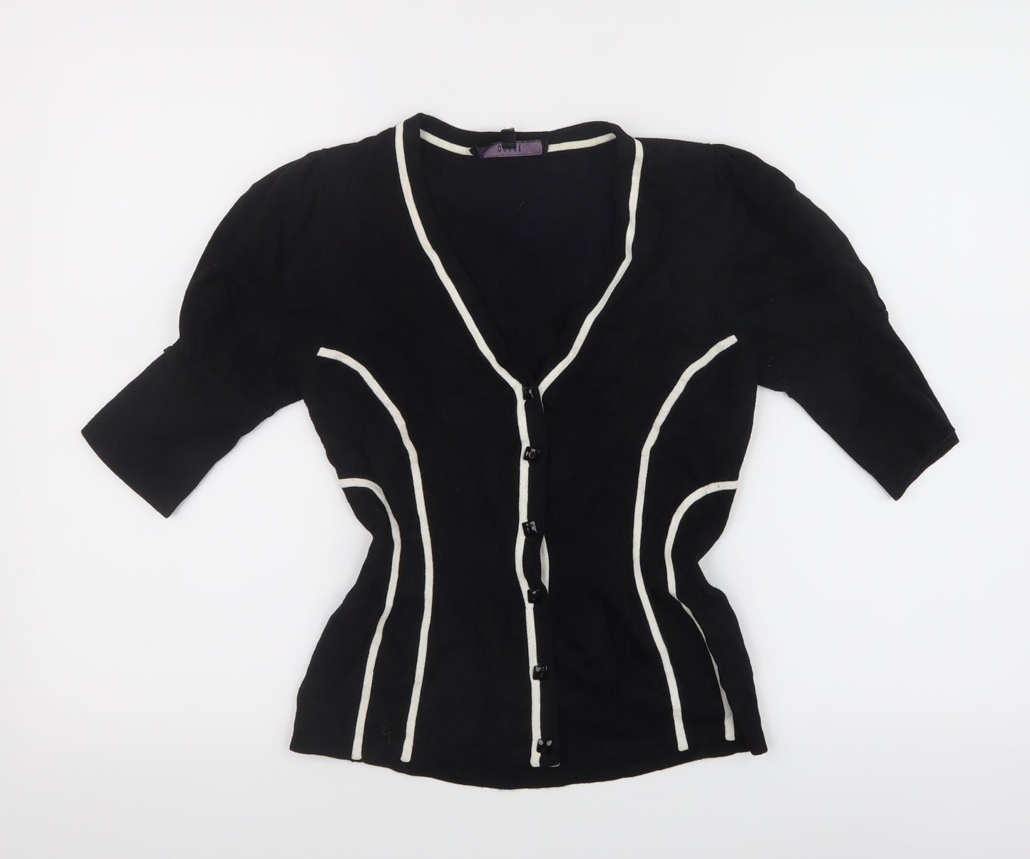 Coast Womens Black Striped  Cardigan Jumper Size 10
