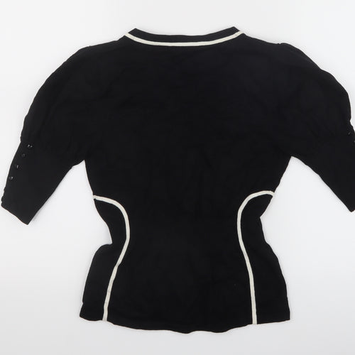 Coast Womens Black Striped  Cardigan Jumper Size 10