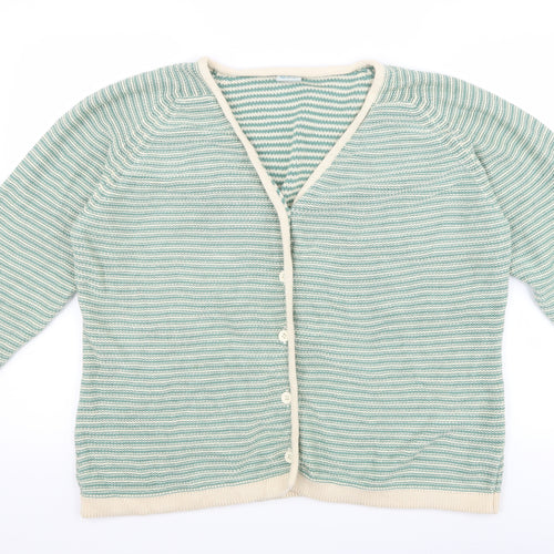 Panache Womens Green Striped  Cardigan Jumper Size 22