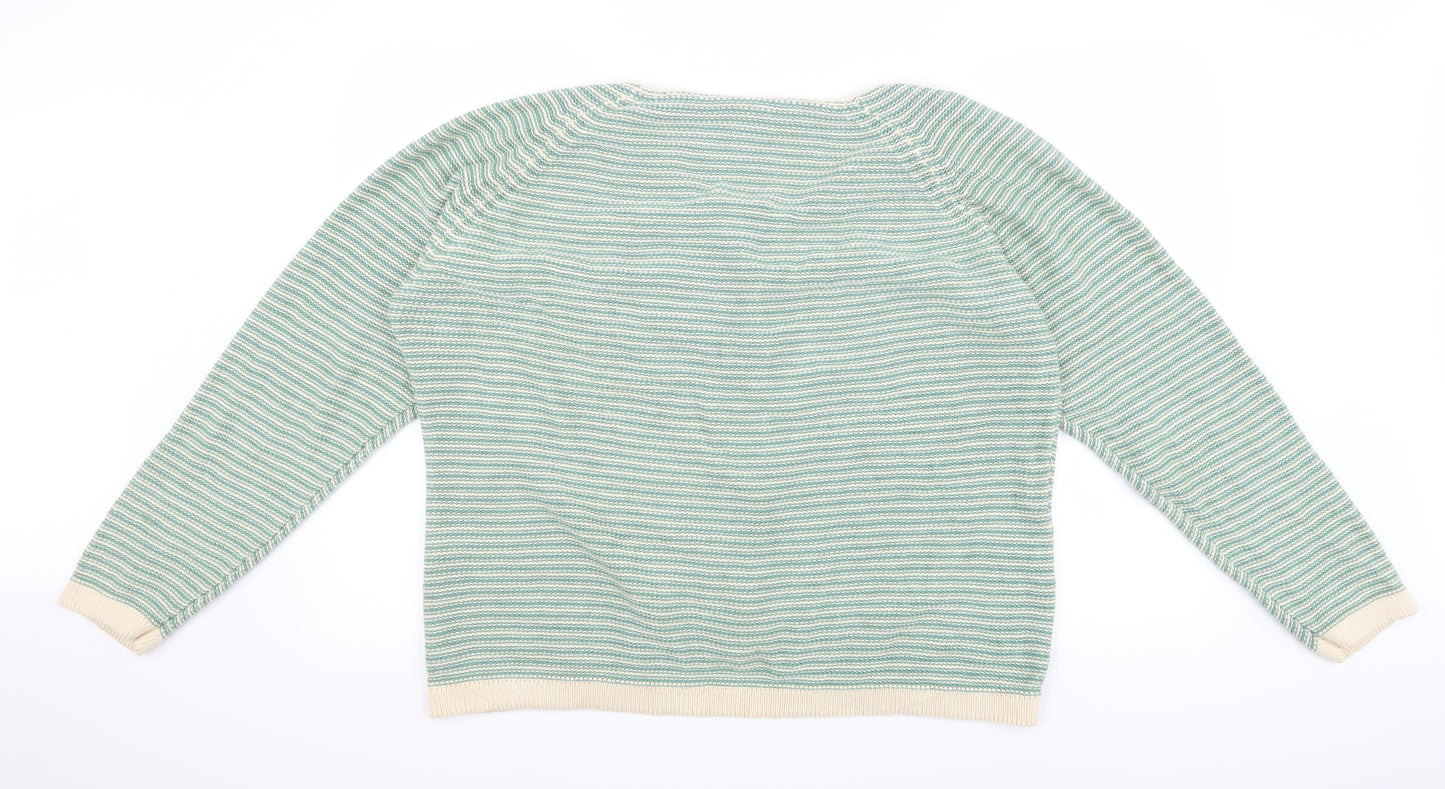 Panache Womens Green Striped  Cardigan Jumper Size 22