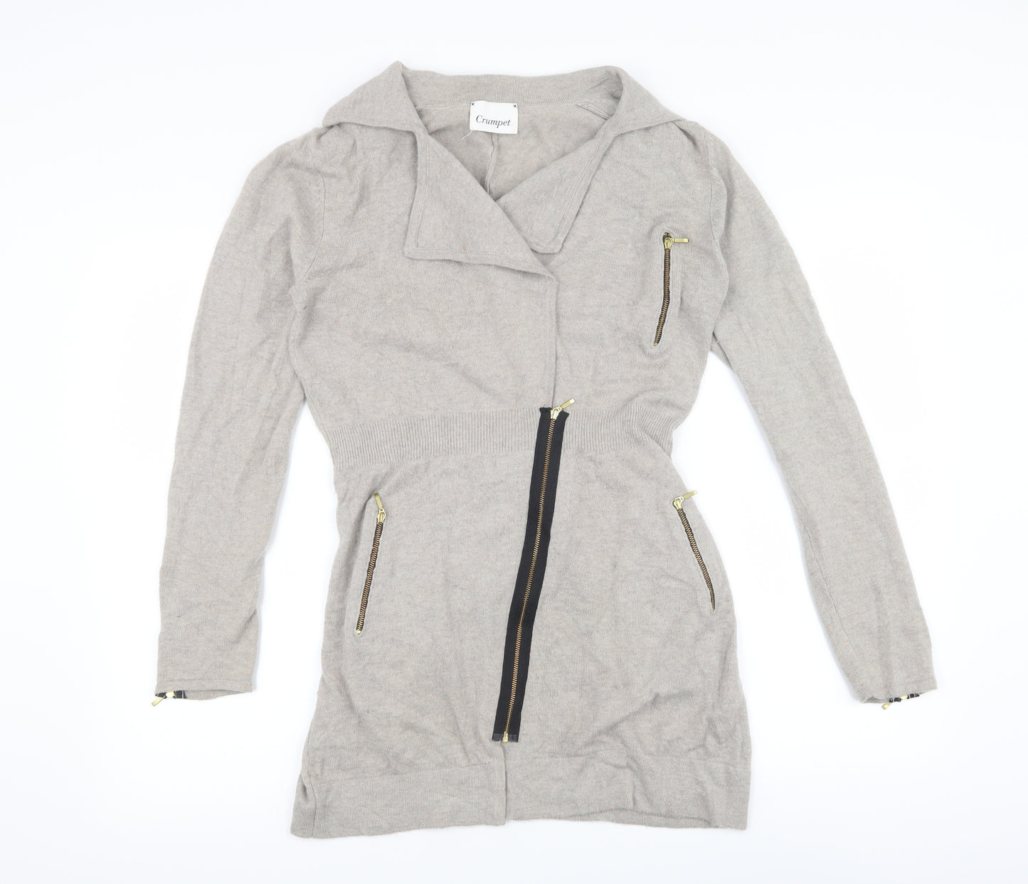 Crumpet Womens Beige   Full Zip Jumper Size M