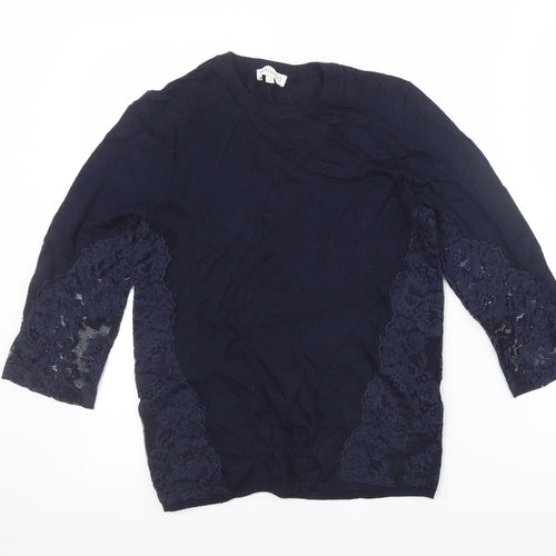 Warehouse Womens Blue   Pullover Jumper Size 8  - Lace