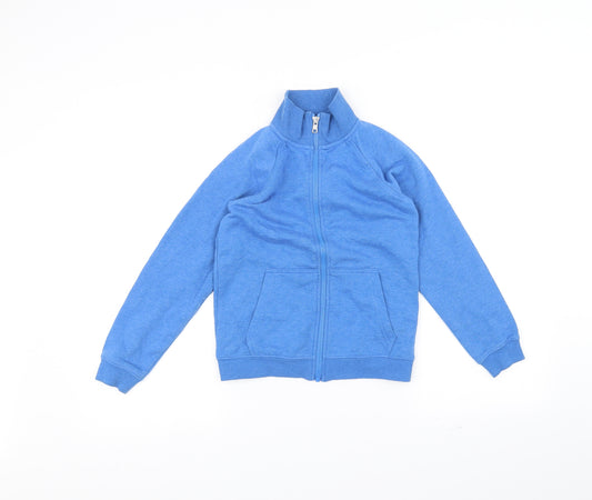 Front view of Preworn boys’ blue full zip jumper, size 7-8, years