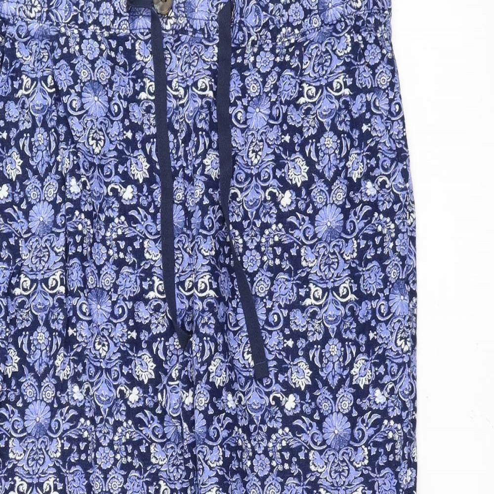 NEXT Womens Blue Floral  Trousers  Size 14 L35 in