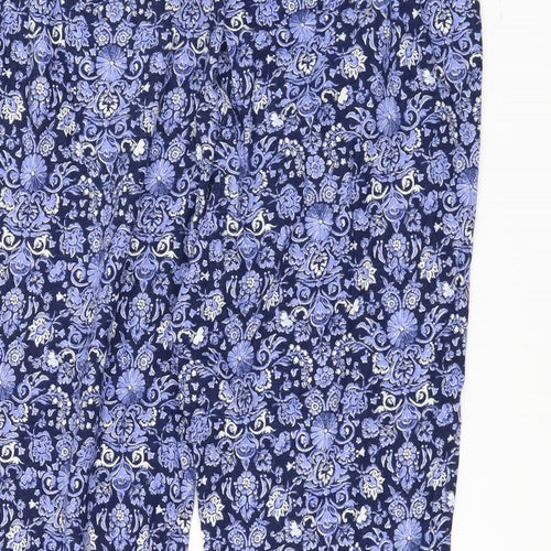 NEXT Womens Blue Floral  Trousers  Size 14 L35 in