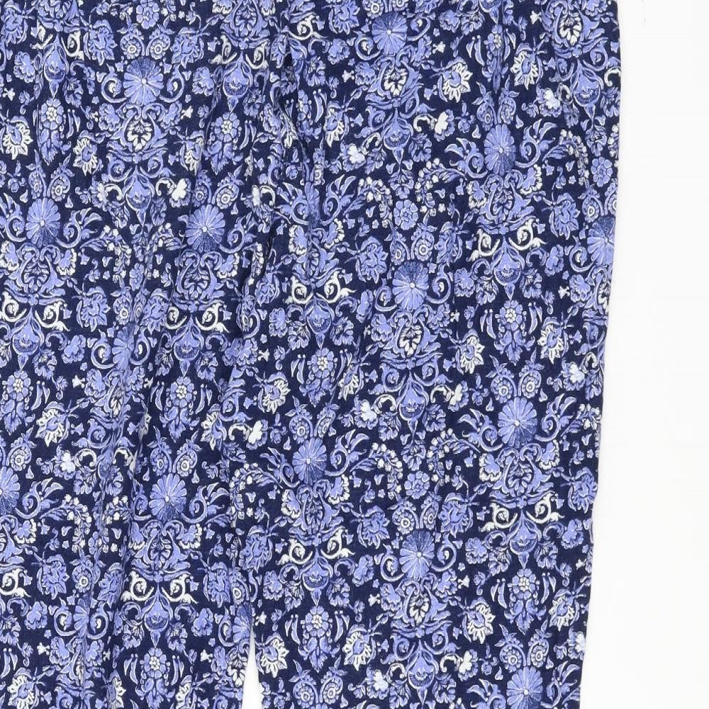 NEXT Womens Blue Floral  Trousers  Size 14 L35 in