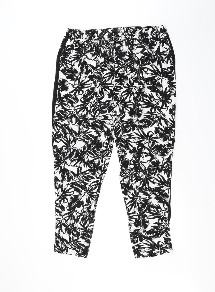 Dorothy Perkins Womens Black Floral  Trousers  Size 16 L30 in