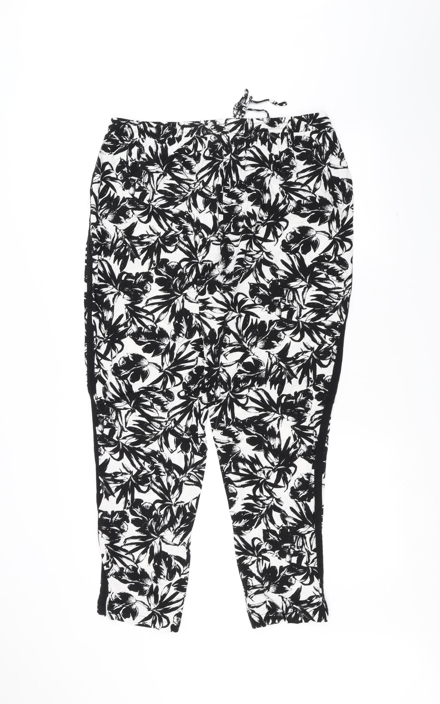 Dorothy Perkins Womens Black Floral  Trousers  Size 16 L30 in