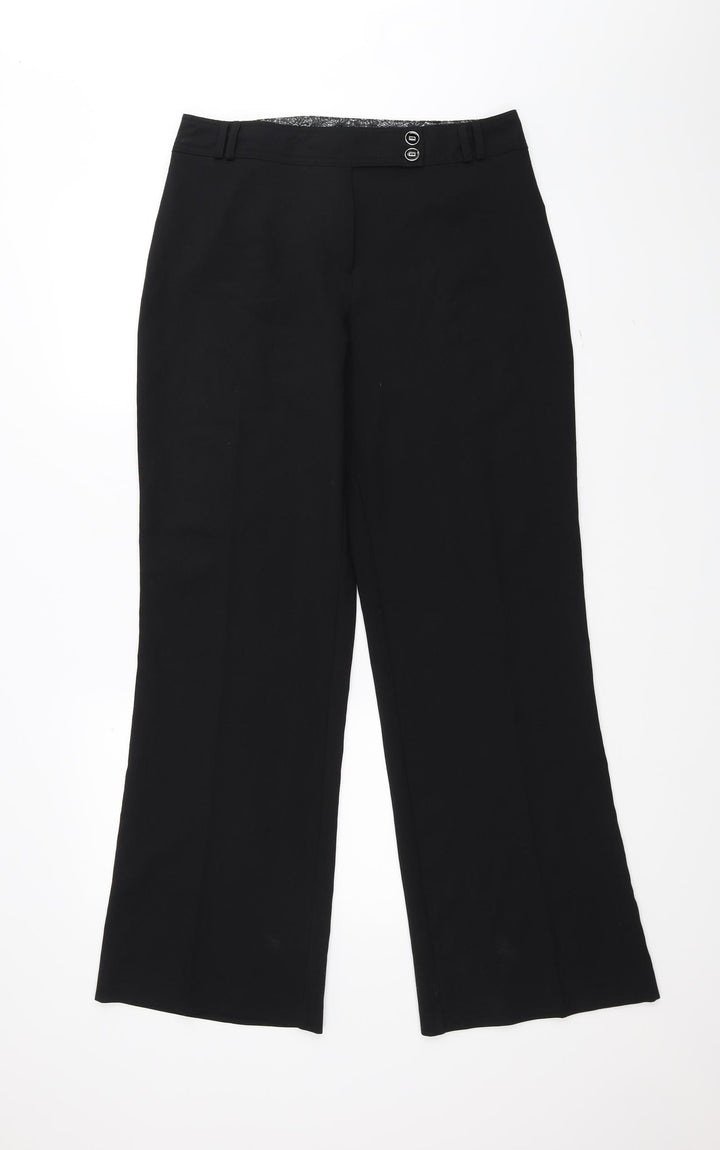 M&Co Womens Black Trousers Size 12 L28 in