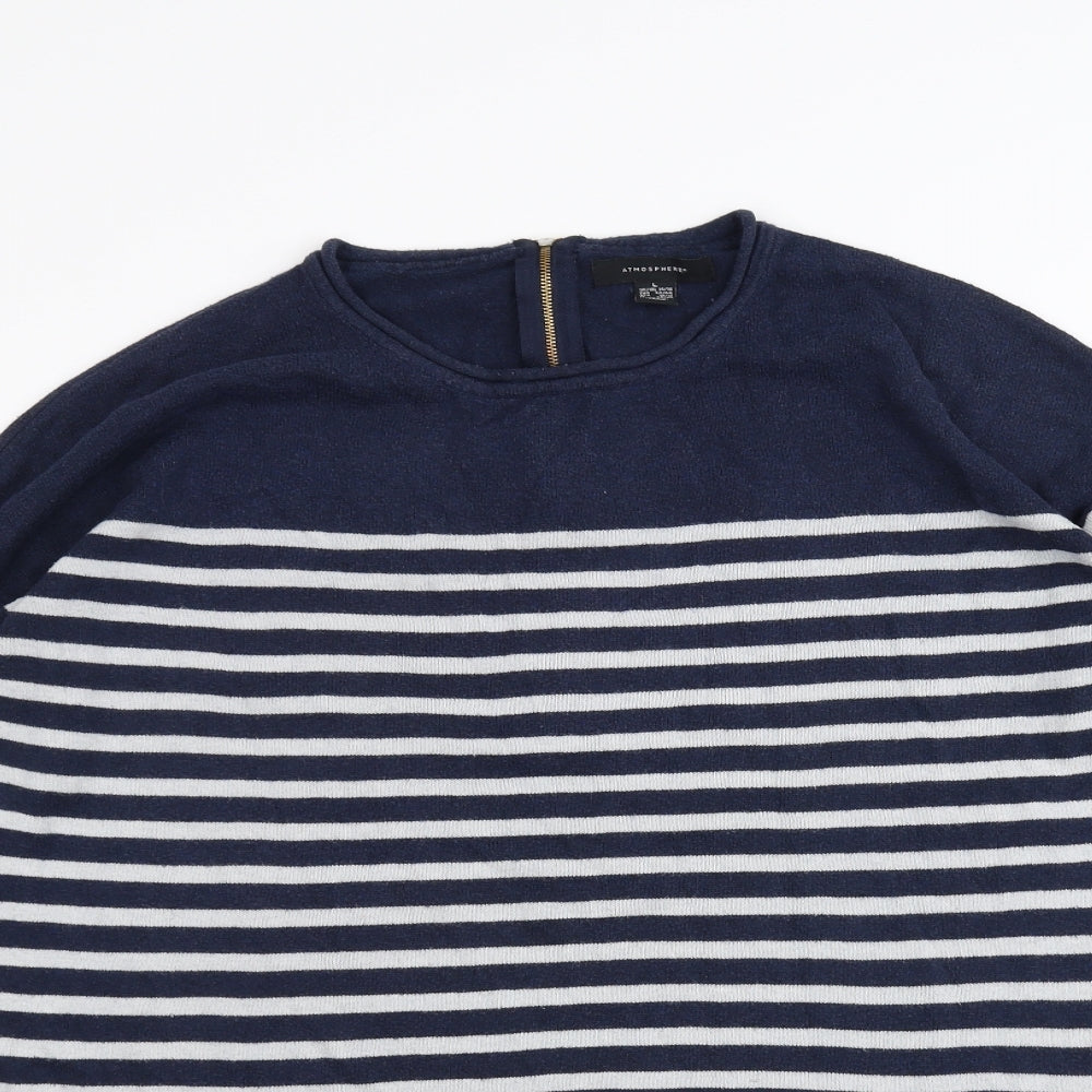 Atmosphere Womens Blue Striped  Pullover Jumper Size L