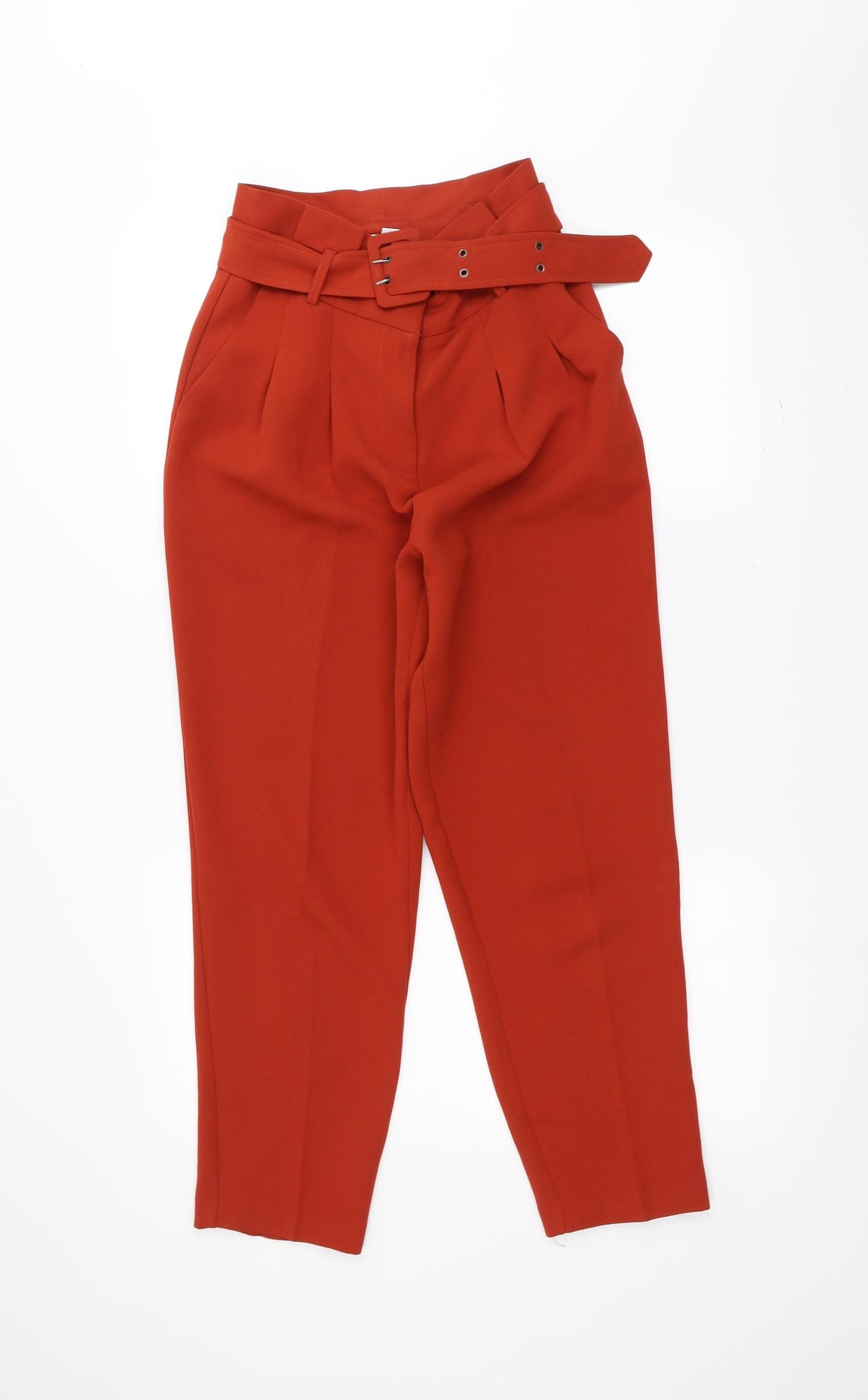 Topshop Womens Orange   Trousers  Size 8 L27 in - Belted