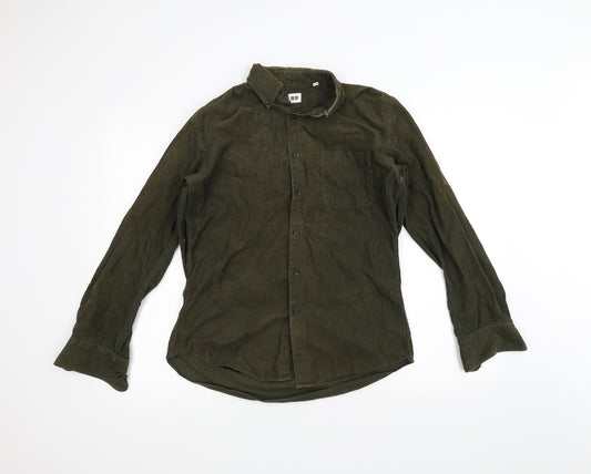 Front view of uni men’s green jacket, size S