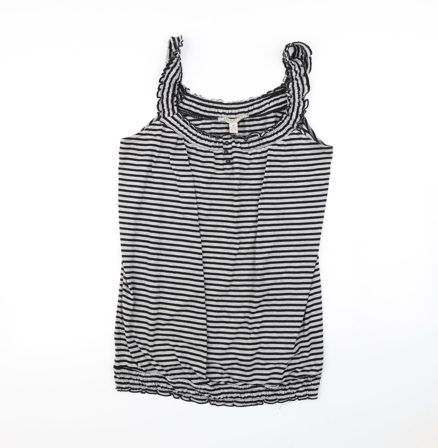 Inspire Womens Black Striped  Basic T-Shirt Size M