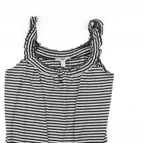 Inspire Womens Black Striped  Basic T-Shirt Size M