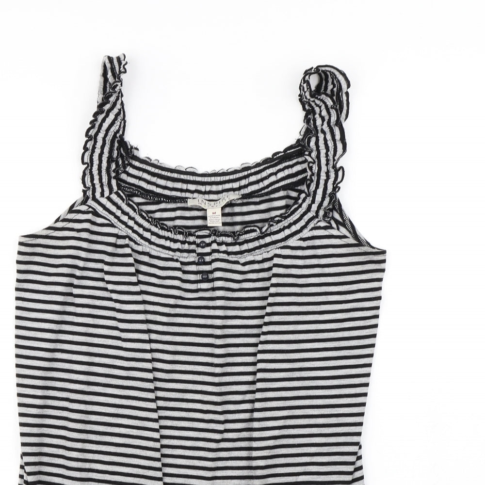 Inspire Womens Black Striped  Basic T-Shirt Size M