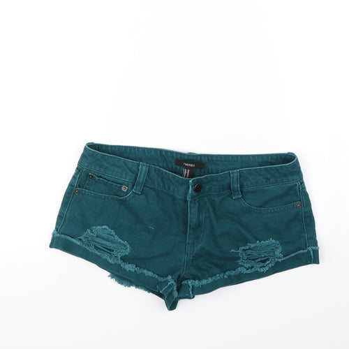 FOREVER 21 Womens Green   Cut-Off Shorts Size 28 in