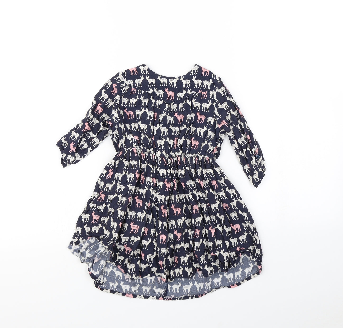 John Lewis Girls Blue Animal Print Ramie Fit & Flare  Size 3 Years