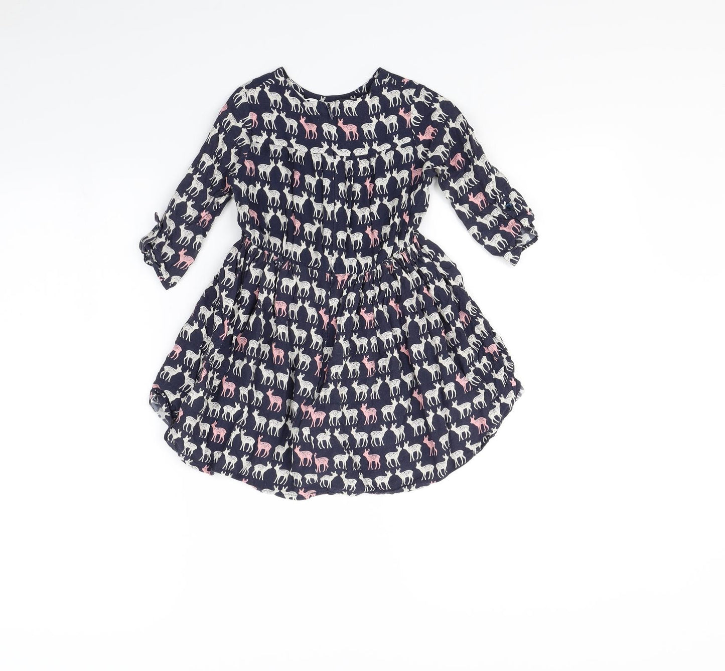 John Lewis Girls Blue Animal Print Ramie Fit & Flare  Size 3 Years