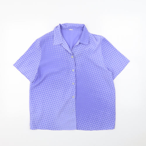 Preworn Womens Purple Polka Dot  Basic Button-Up Size 12