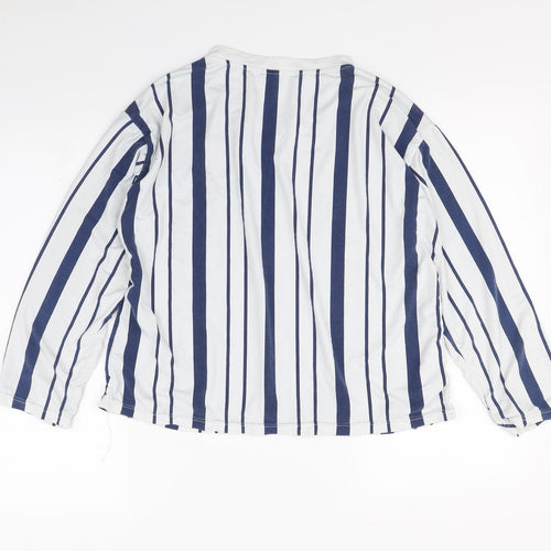 xqgr Womens White Striped  Basic T-Shirt Size L
