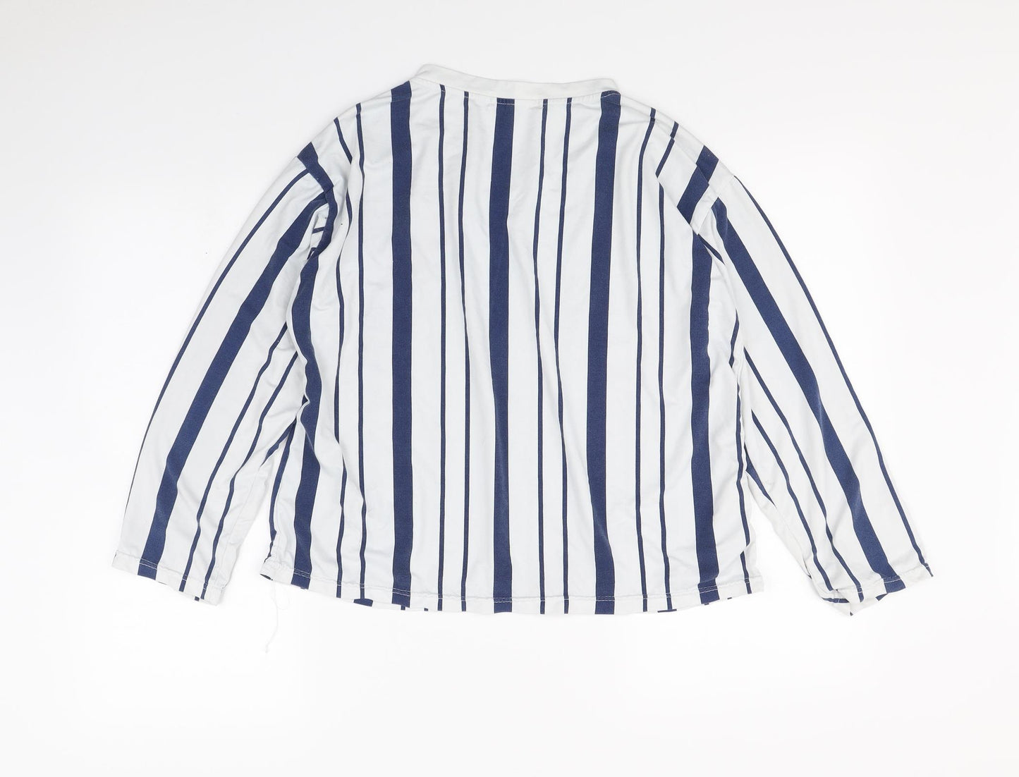 xqgr Womens White Striped  Basic T-Shirt Size L