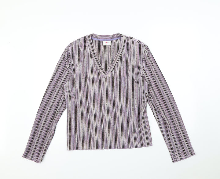 NEXT Womens Pink Striped  Basic T-Shirt Size 14