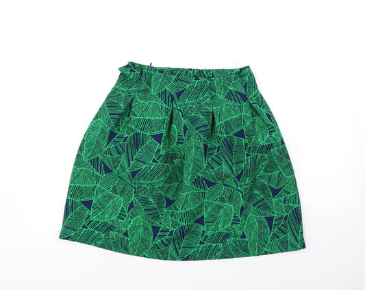 Front view of Atmosphere women’s green floral flare skirt, size UK 8